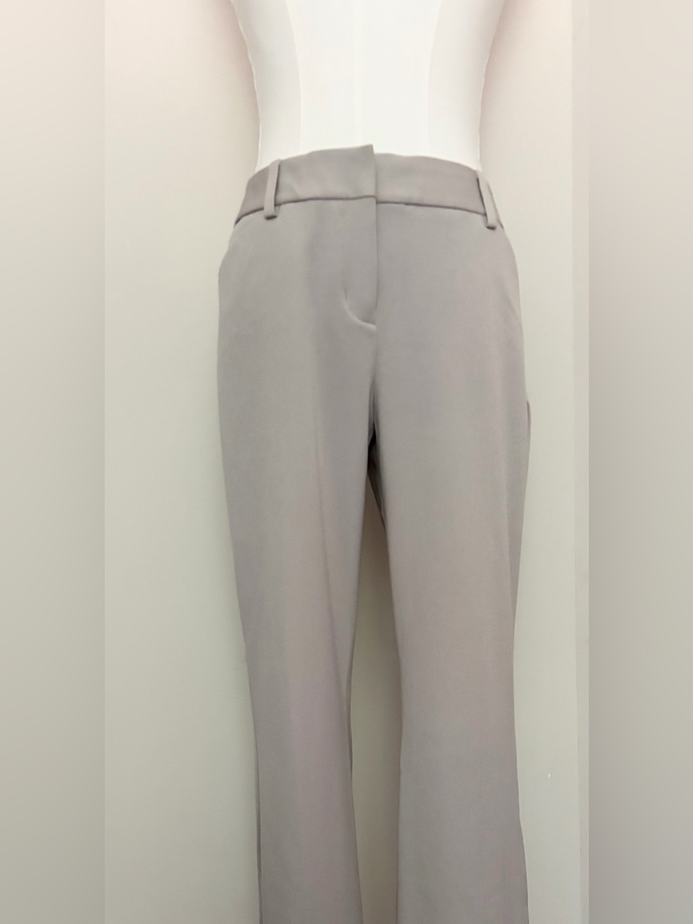Express Greige Straight-Leg Work Trousers 8 Short